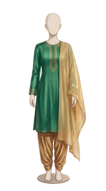 Silk Kurta Set rendered on a virtual try-on